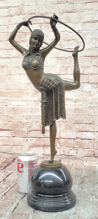 Art Deco Chiparus Dancer w/ Hula Hoop Bronze 20" x 10"