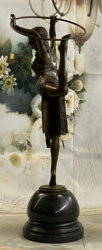 Art Deco Chiparus Dancer w/ Hula Hoop Bronze 20" x 10"