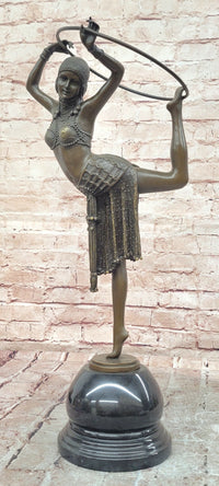 Art Deco Chiparus Dancer w/ Hula Hoop Bronze 20" x 10"