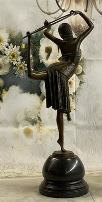 Art Deco Chiparus Dancer w/ Hula Hoop Bronze 20" x 10"