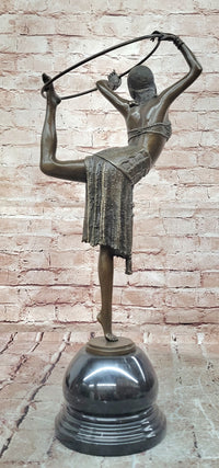 Art Deco Chiparus Dancer w/ Hula Hoop Bronze 20" x 10"