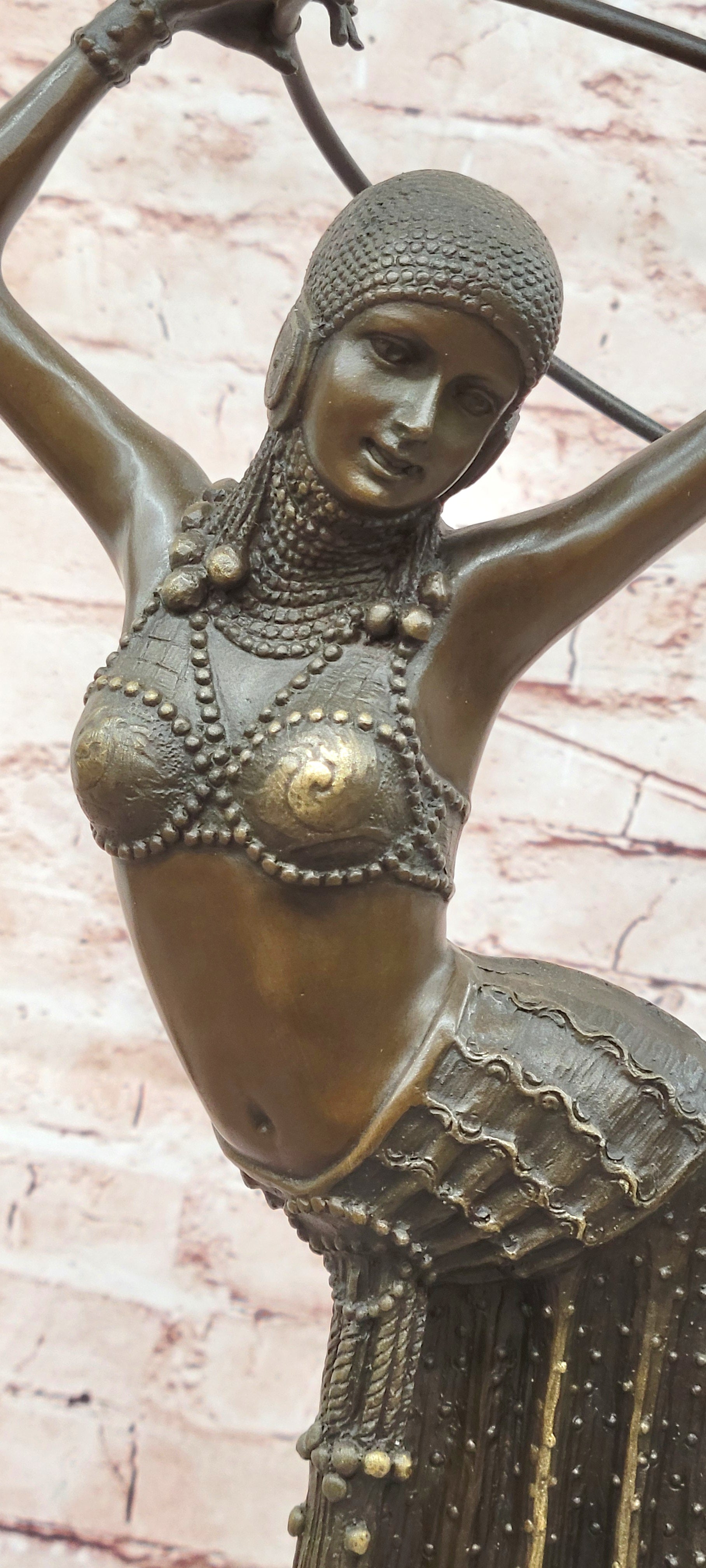 Art Deco Chiparus Dancer w/ Hula Hoop Bronze 20" x 10"
