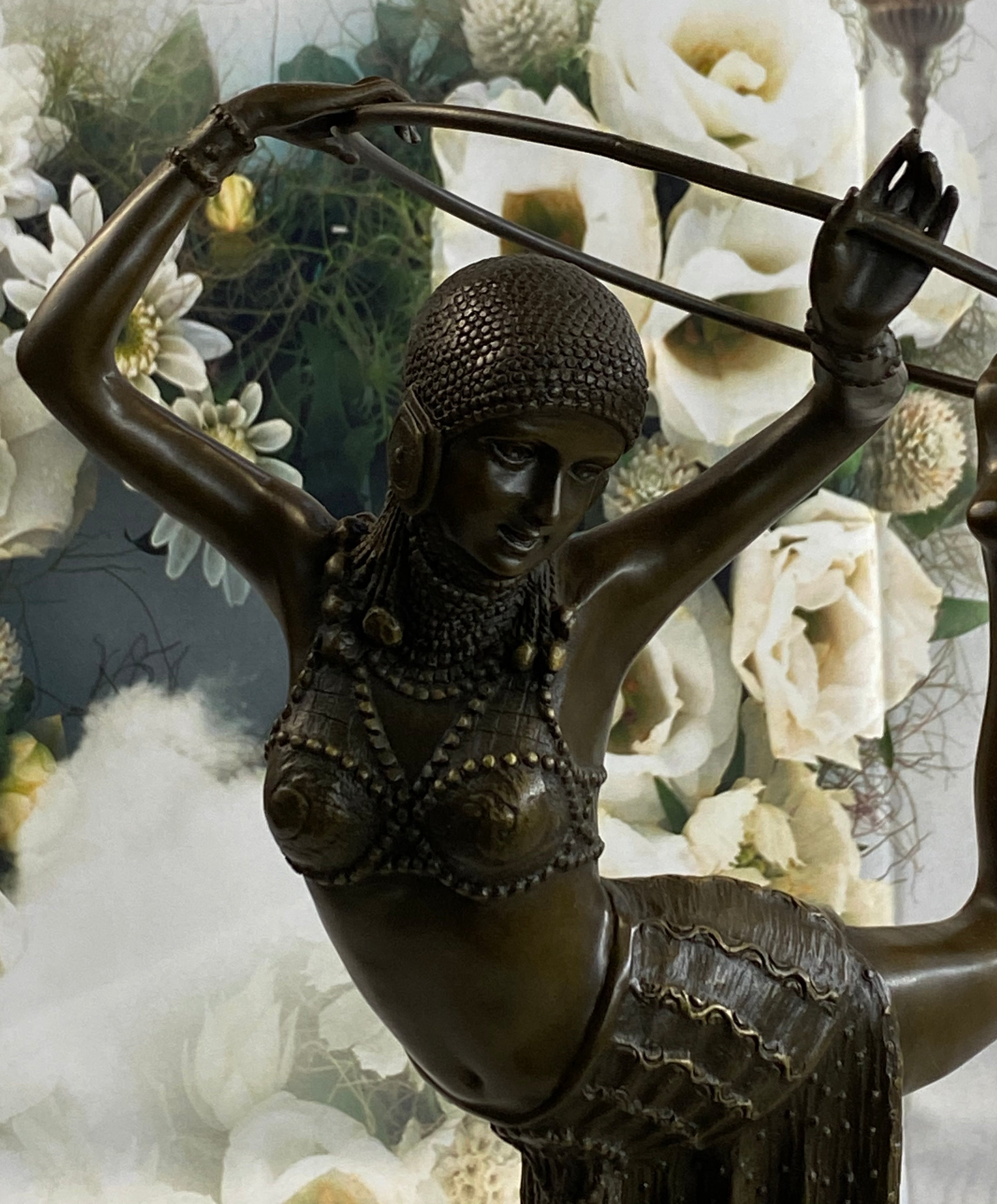 Art Deco Chiparus Dancer w/ Hula Hoop Bronze 20" x 10"
