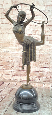Art Deco Chiparus Dancer w/ Hula Hoop Bronze 20" x 10"