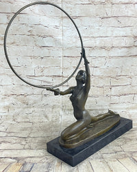 SEMI NUDE DANCER BY F. PREISS BRONZE STATUE HOT CAST HOME OFFICE DECORATION SALE