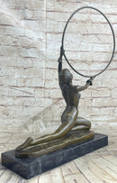 SEMI NUDE DANCER BY F. PREISS BRONZE STATUE HOT CAST HOME OFFICE DECORATION SALE