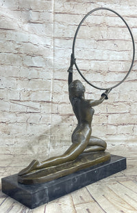 SEMI NUDE DANCER BY F. PREISS BRONZE STATUE HOT CAST HOME OFFICE DECORATION SALE