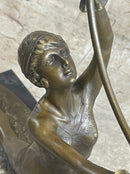 SEMI NUDE DANCER BY F. PREISS BRONZE STATUE HOT CAST HOME OFFICE DECORATION SALE