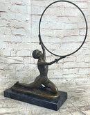 SEMI NUDE DANCER BY F. PREISS BRONZE STATUE HOT CAST HOME OFFICE DECORATION SALE