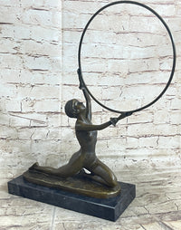 SEMI NUDE DANCER BY F. PREISS BRONZE STATUE HOT CAST HOME OFFICE DECORATION SALE
