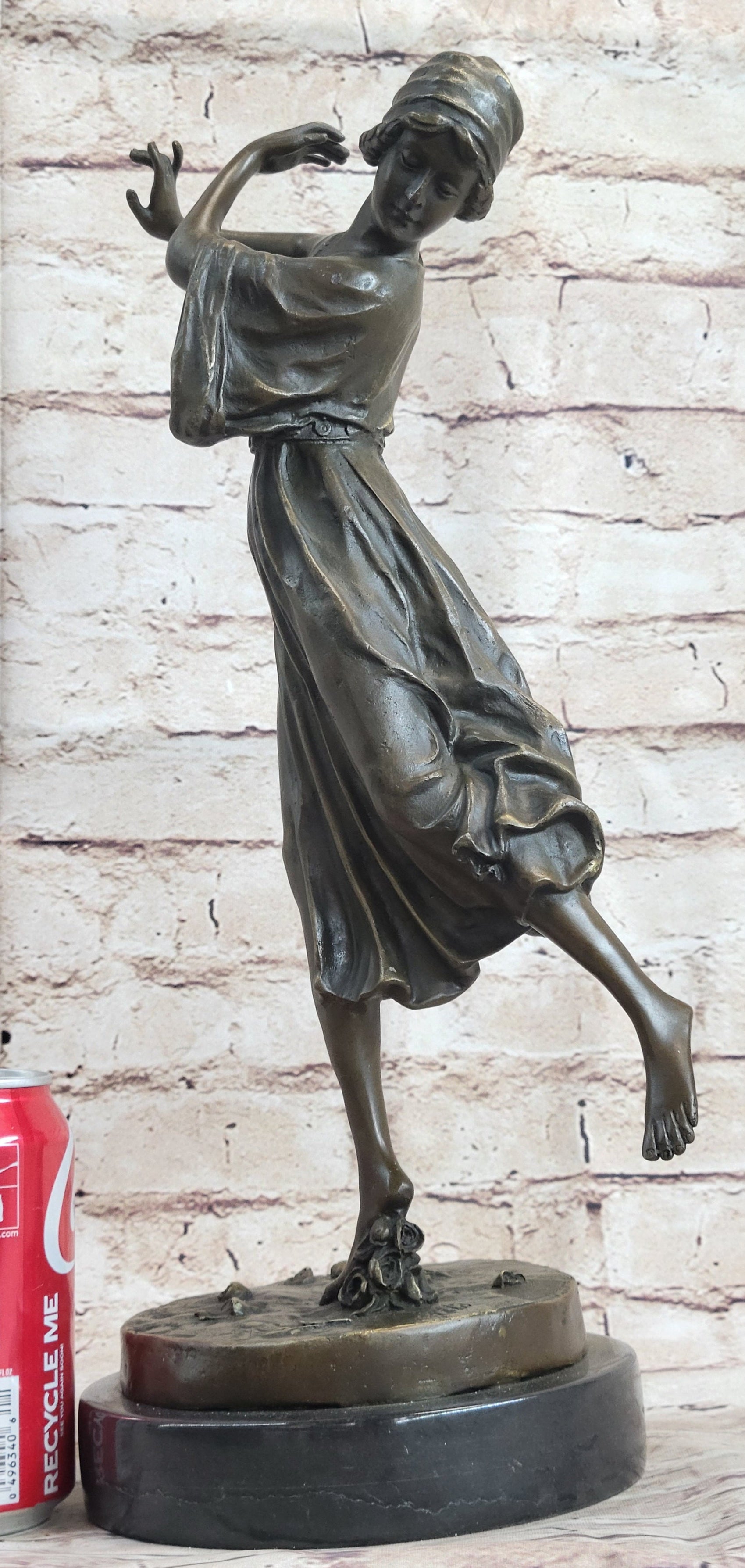 Dancing Woman Bronze Sculpture 16" x 12"