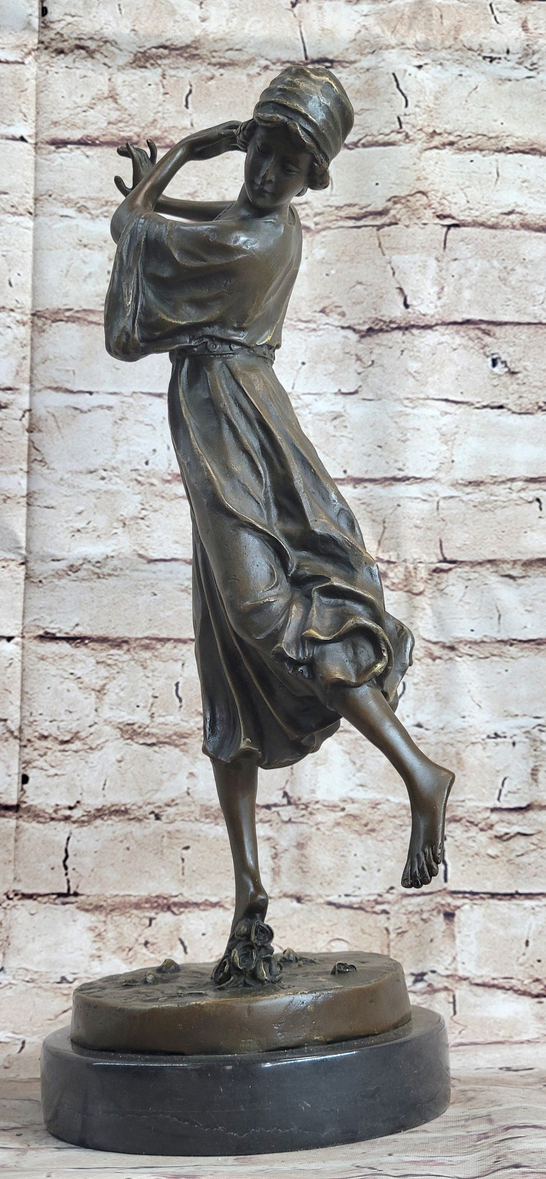 Dancing Woman Bronze Sculpture 16" x 12"