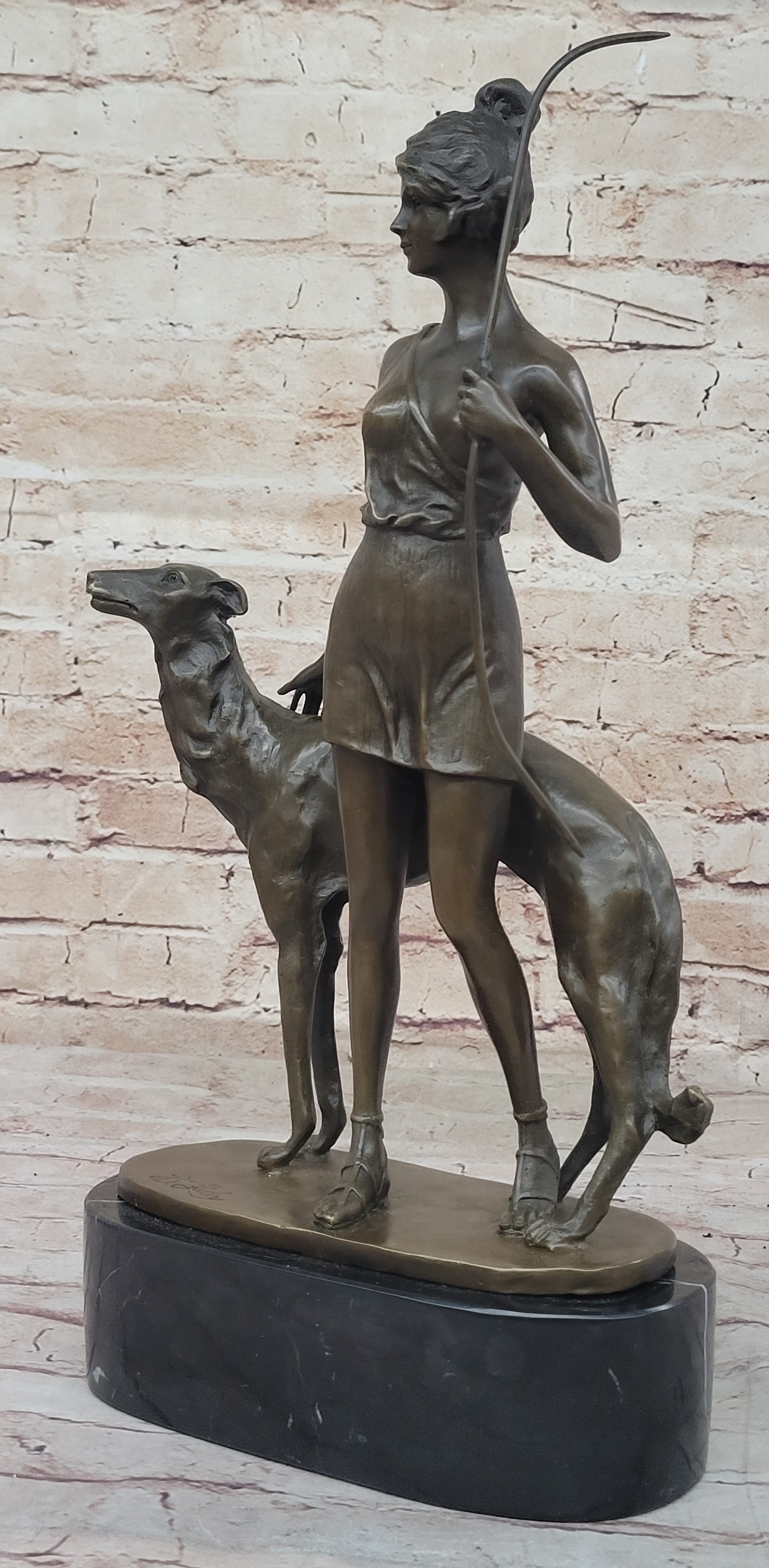 Diana the Huntress with Companion Dog by Bruno Zach Bronze