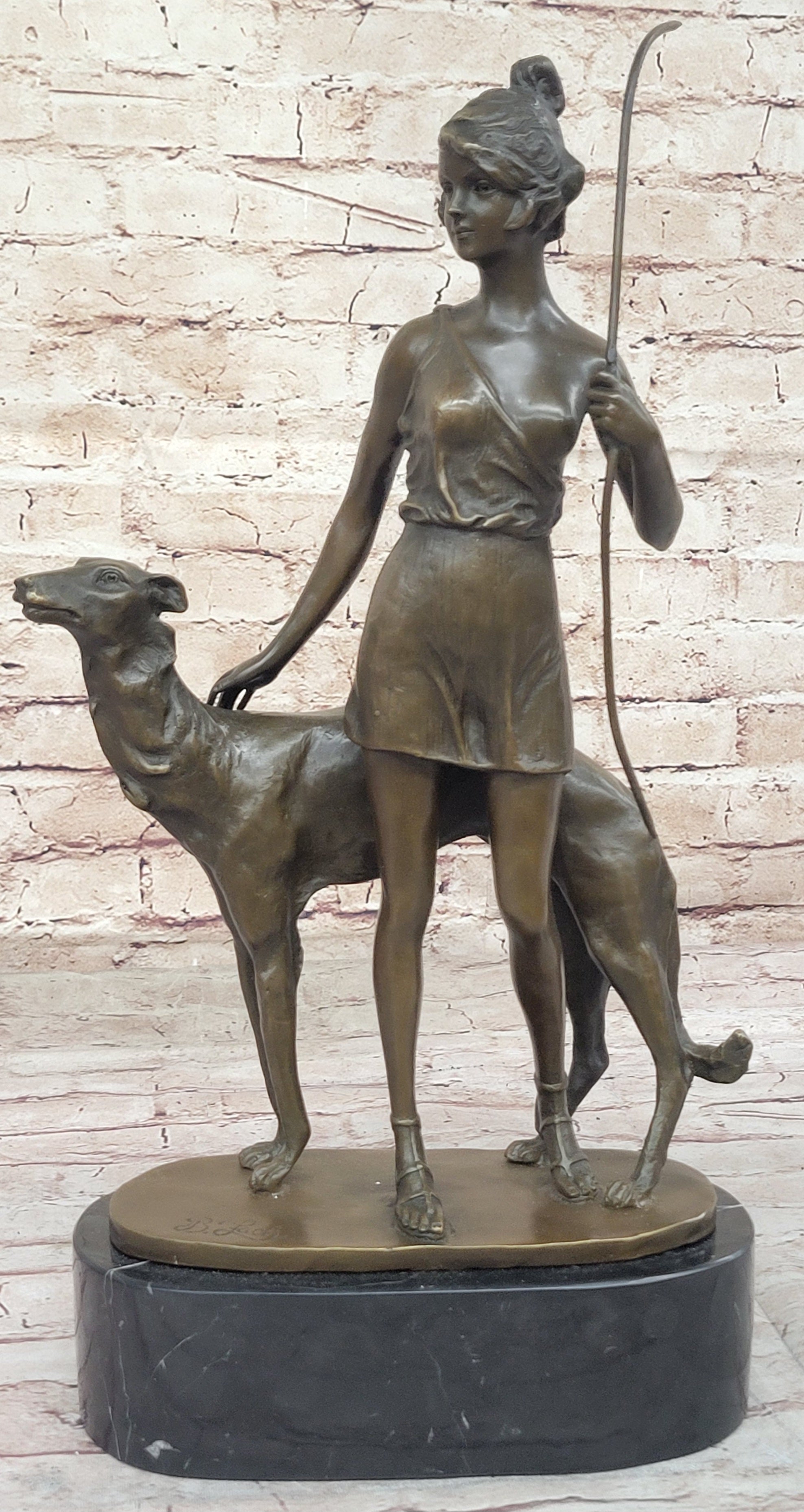 Diana the Huntress with Companion Dog by Bruno Zach Bronze