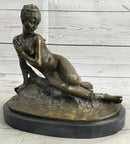 Nude Nymph Girl Female Figure Bronze Sculpture Statue Reproudction Leon Bertaux