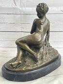 Nude Nymph Girl Female Figure Bronze Sculpture Statue Reproudction Leon Bertaux