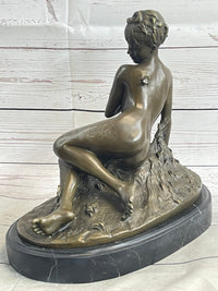 Nude Nymph Girl Female Figure Bronze Sculpture Statue Reproudction Leon Bertaux