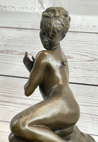 Nude Nymph Girl Female Figure Bronze Sculpture Statue Reproudction Leon Bertaux