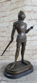 Bronze Sculpture of Medieval Warrior Knight in Armor