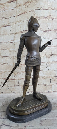 Bronze Sculpture of Medieval Warrior Knight in Armor