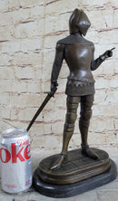 Bronze Sculpture of Medieval Warrior Knight in Armor