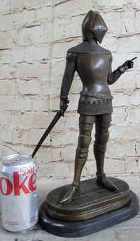 Bronze Sculpture of Medieval Warrior Knight in Armor
