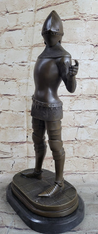 Bronze Sculpture of Medieval Warrior Knight in Armor