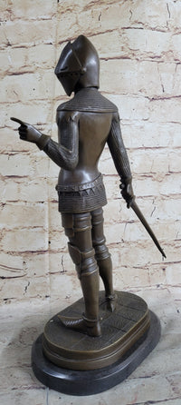 Bronze Sculpture of Medieval Warrior Knight in Armor