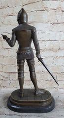 Bronze Sculpture of Medieval Warrior Knight in Armor