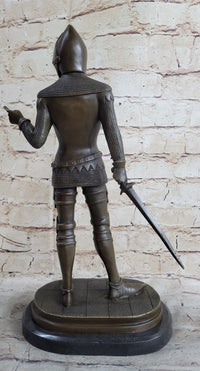 Bronze Sculpture of Medieval Warrior Knight in Armor
