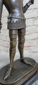 Bronze Sculpture of Medieval Warrior Knight in Armor