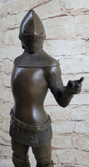 Bronze Sculpture of Medieval Warrior Knight in Armor