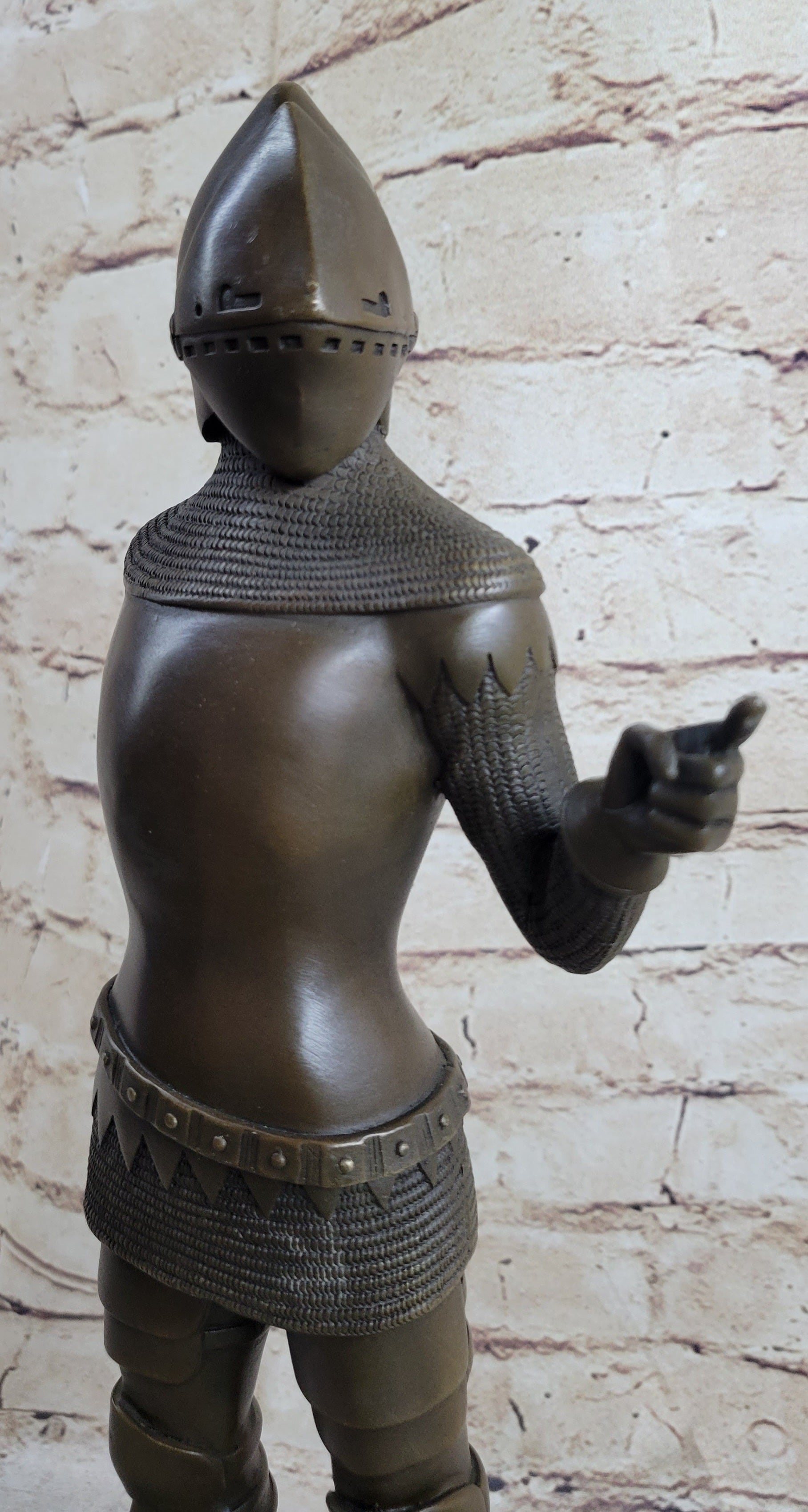 Bronze Sculpture of Medieval Warrior Knight in Armor