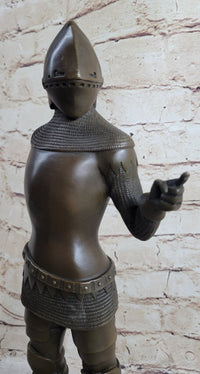 Bronze Sculpture of Medieval Warrior Knight in Armor