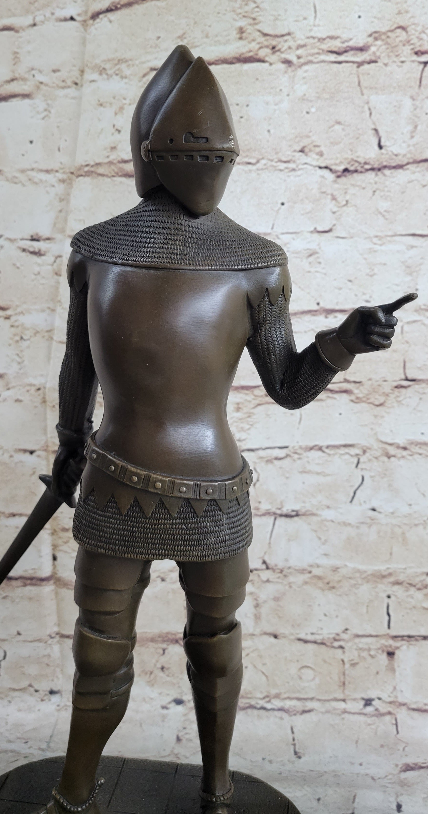 Bronze Sculpture of Medieval Warrior Knight in Armor