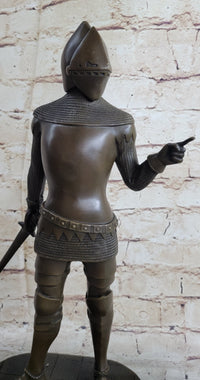 Bronze Sculpture of Medieval Warrior Knight in Armor