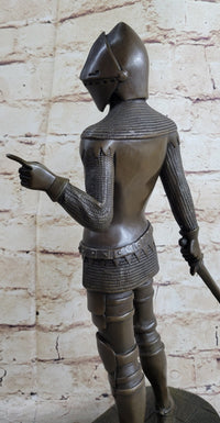 Bronze Sculpture of Medieval Warrior Knight in Armor