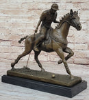 Jockey Polo Player on Horseback Bronze Sculpture Equestrian