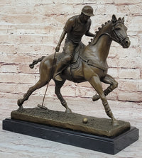 Jockey Polo Player on Horseback Bronze Sculpture Equestrian