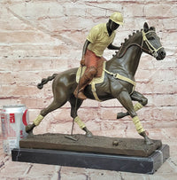 Hand Made Original Miguel Lopez (Milo) Polo Player Cold Painting Bronze Sculpture