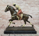 Hand Made Original Miguel Lopez (Milo) Polo Player Cold Painting Bronze Sculpture