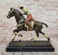 Hand Made Original Miguel Lopez (Milo) Polo Player Cold Painting Bronze Sculpture