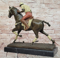 Hand Made Original Miguel Lopez (Milo) Polo Player Cold Painting Bronze Sculpture