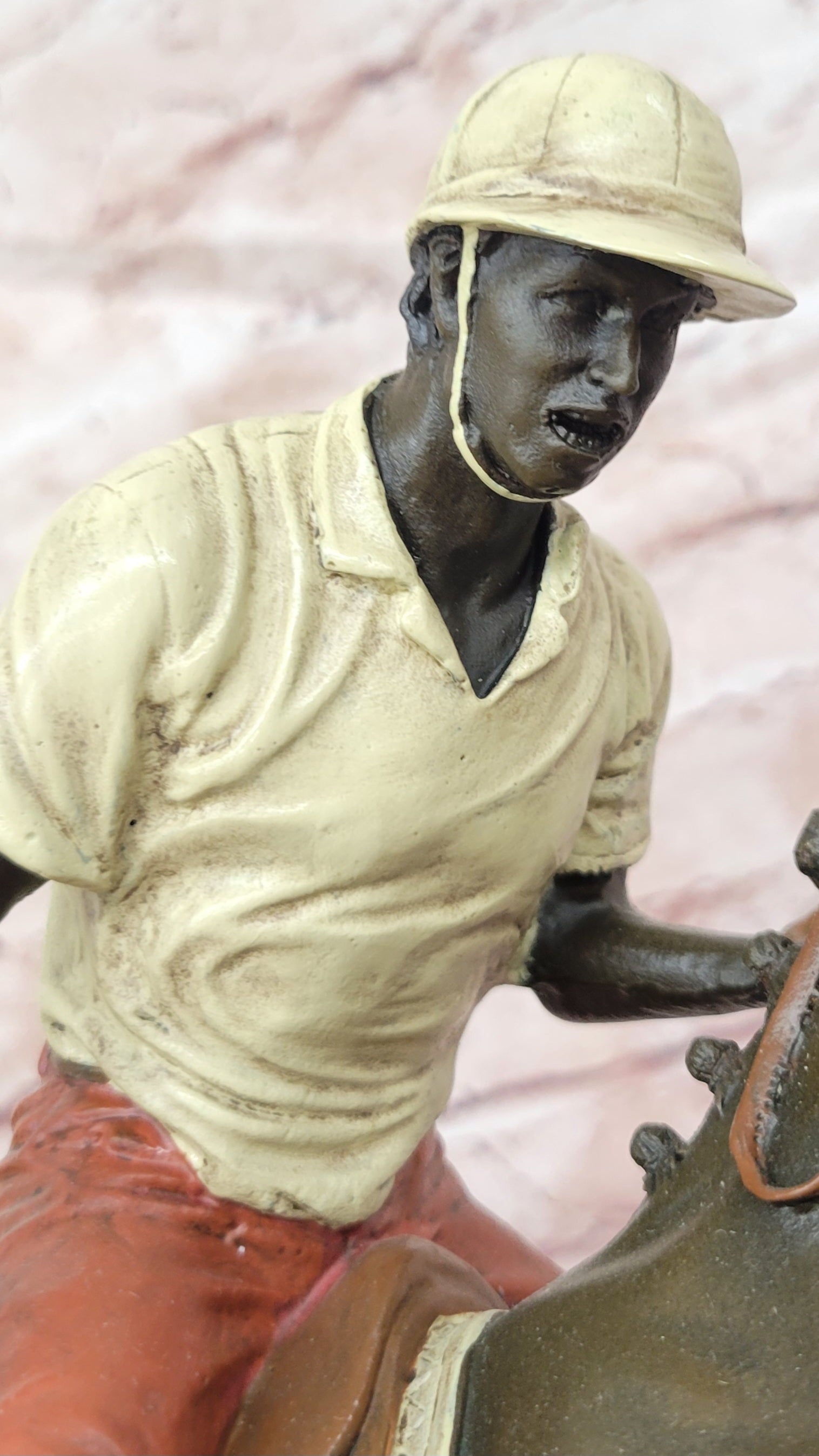 Hand Made Original Miguel Lopez (Milo) Polo Player Cold Painting Bronze Sculpture