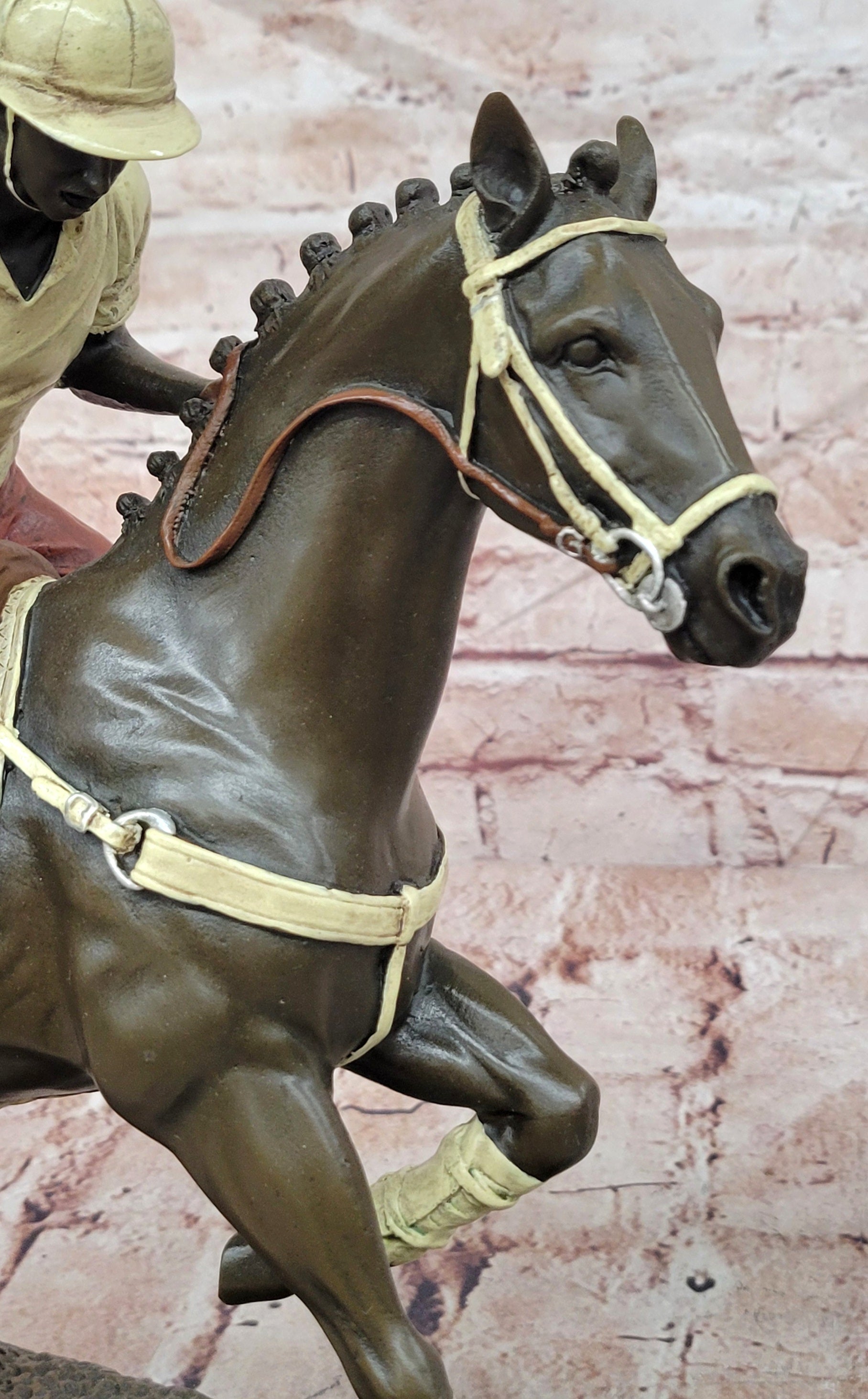 Hand Made Original Miguel Lopez (Milo) Polo Player Cold Painting Bronze Sculpture