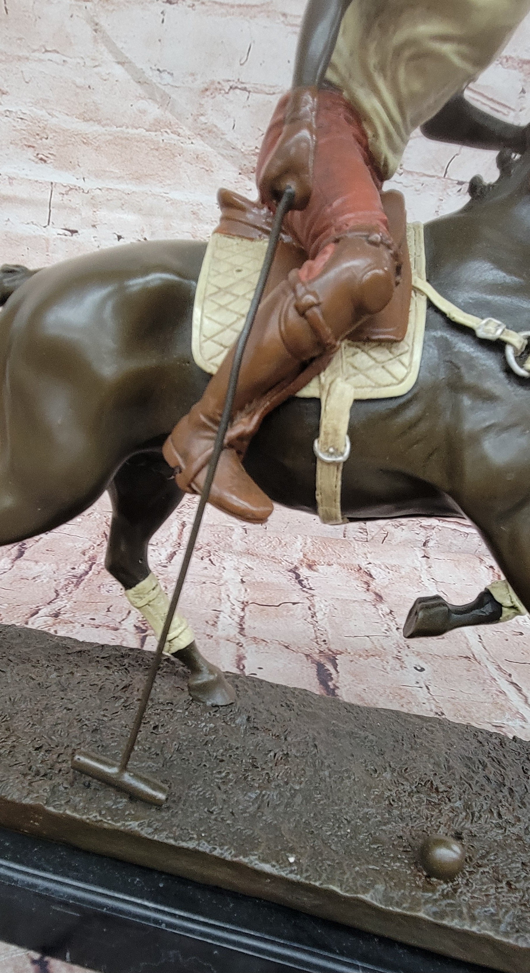 Hand Made Original Miguel Lopez (Milo) Polo Player Cold Painting Bronze Sculpture