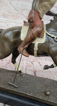 Hand Made Original Miguel Lopez (Milo) Polo Player Cold Painting Bronze Sculpture