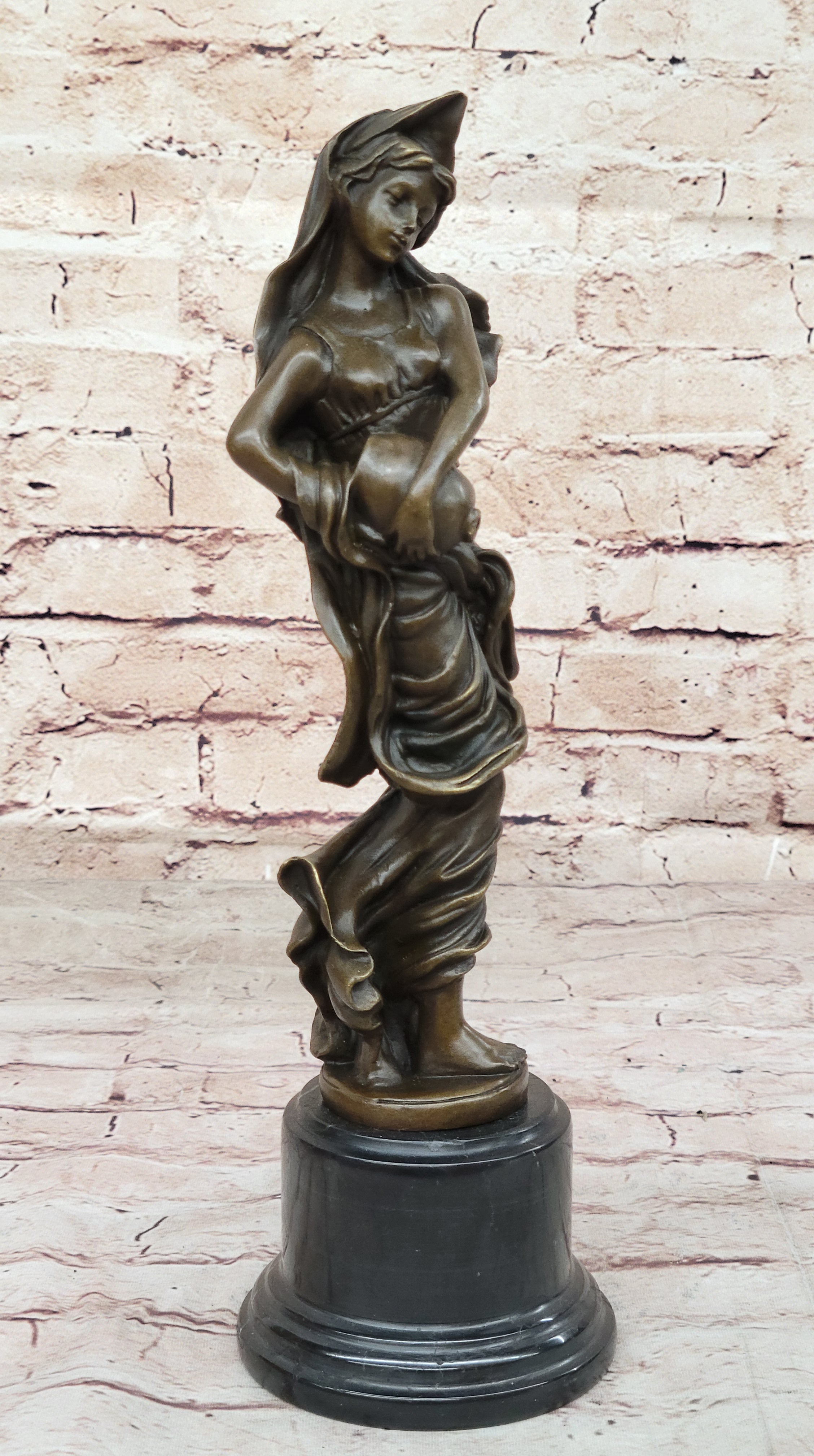 Aquarius Watercarrier Girl Carrying Jug - Bronze Sculpture by Milo