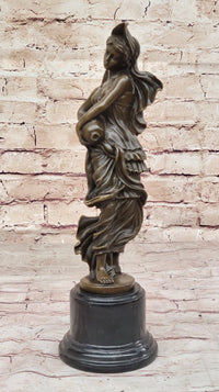 Aquarius Watercarrier Girl Carrying Jug - Bronze Sculpture by Milo