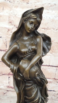 Aquarius Watercarrier Girl Carrying Jug - Bronze Sculpture by Milo